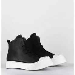 Best LOFINA Sneakers en cuir huilé & semelle blanc déstructurée - 3543 GAS NERO NOIR
