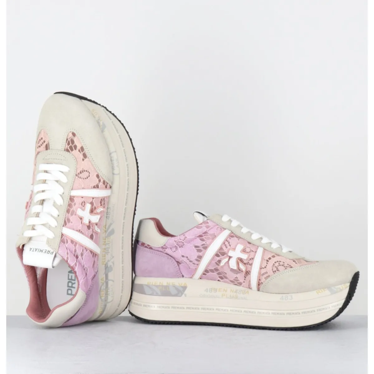 Online PREMIATA Sneakers en dentelle semelle compensée - BETH 6713 ROSE
