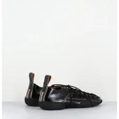 New MIISTA Sneakers longs lacets cuir surpiqûres beiges - PRUDENCE BLACK LACE NOIR