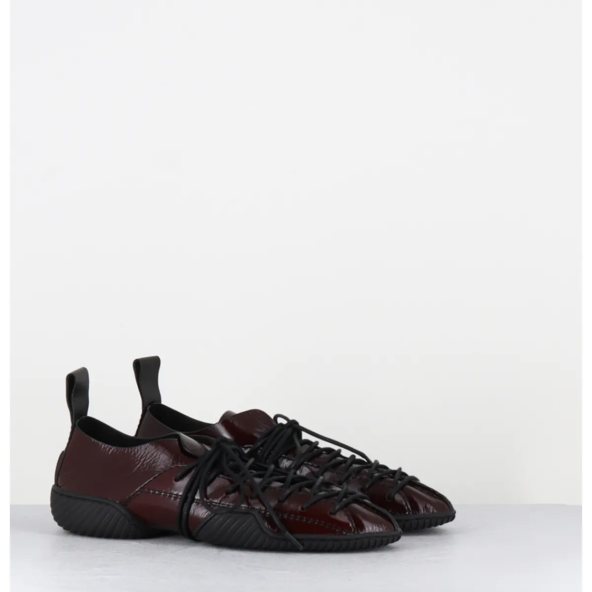 Discount MIISTA Sneakers longs lacets naplak surpiqûres noires - PRUDENCE BROWN LACE MARRON