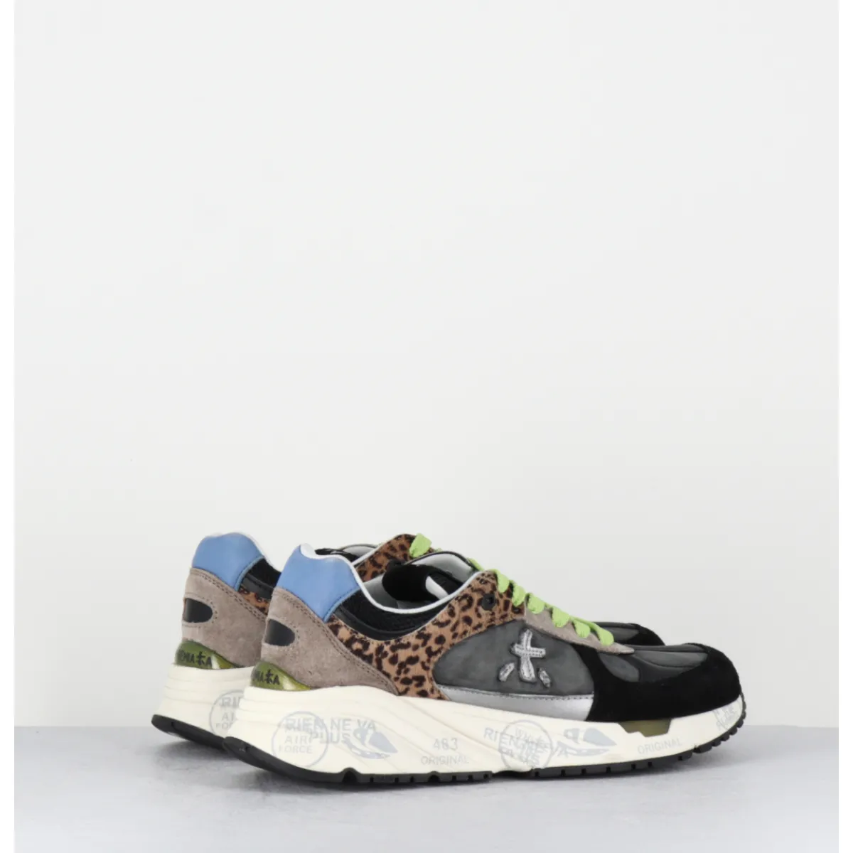 New PREMIATA Sneakers 90s en toile anthracite détails leopard - MASED 6435