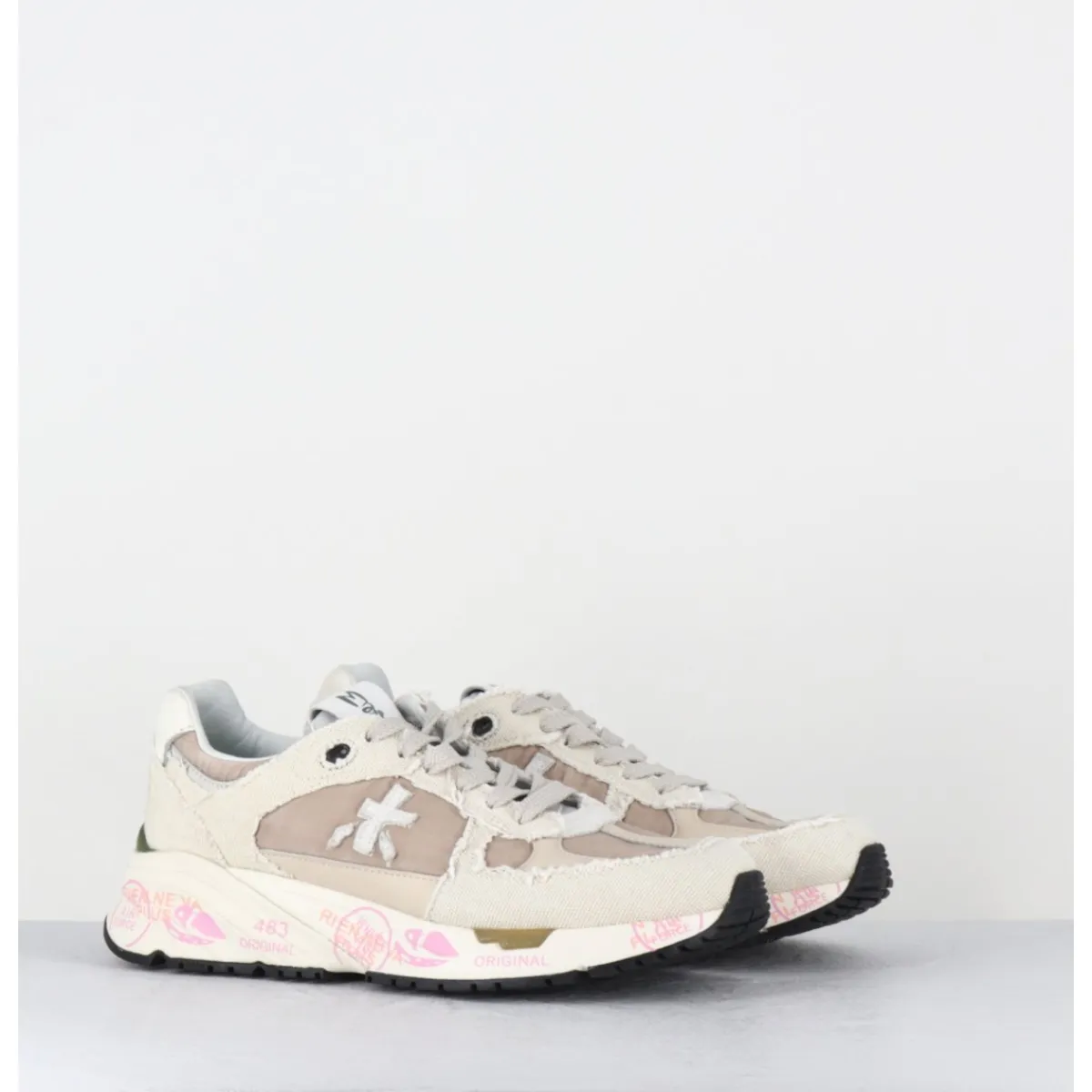 New PREMIATA Sneakers 90s en toile usée - MASED 6681 BEIGE