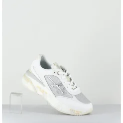 New PREMIATA Sneakers ultra light toile he & cuir argent- MOERUND 6809 BLANC