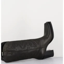 Online ELENA IACHI Texan boots bout carré en cuir khaki & surpiqures - E3660 MILITARE